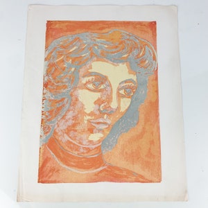 Vintage 60s MCM Pop Art Jean Curtis Print Serigraph Female Portrait Mid Century, gallery wall, vintage art
