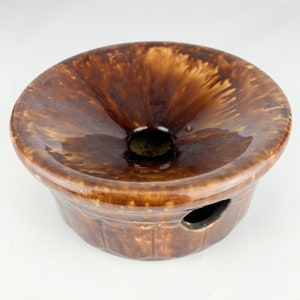 Vintage Early American Pottery Spittoon Cuspidor Primitive Bennington Rockingham farmhouse