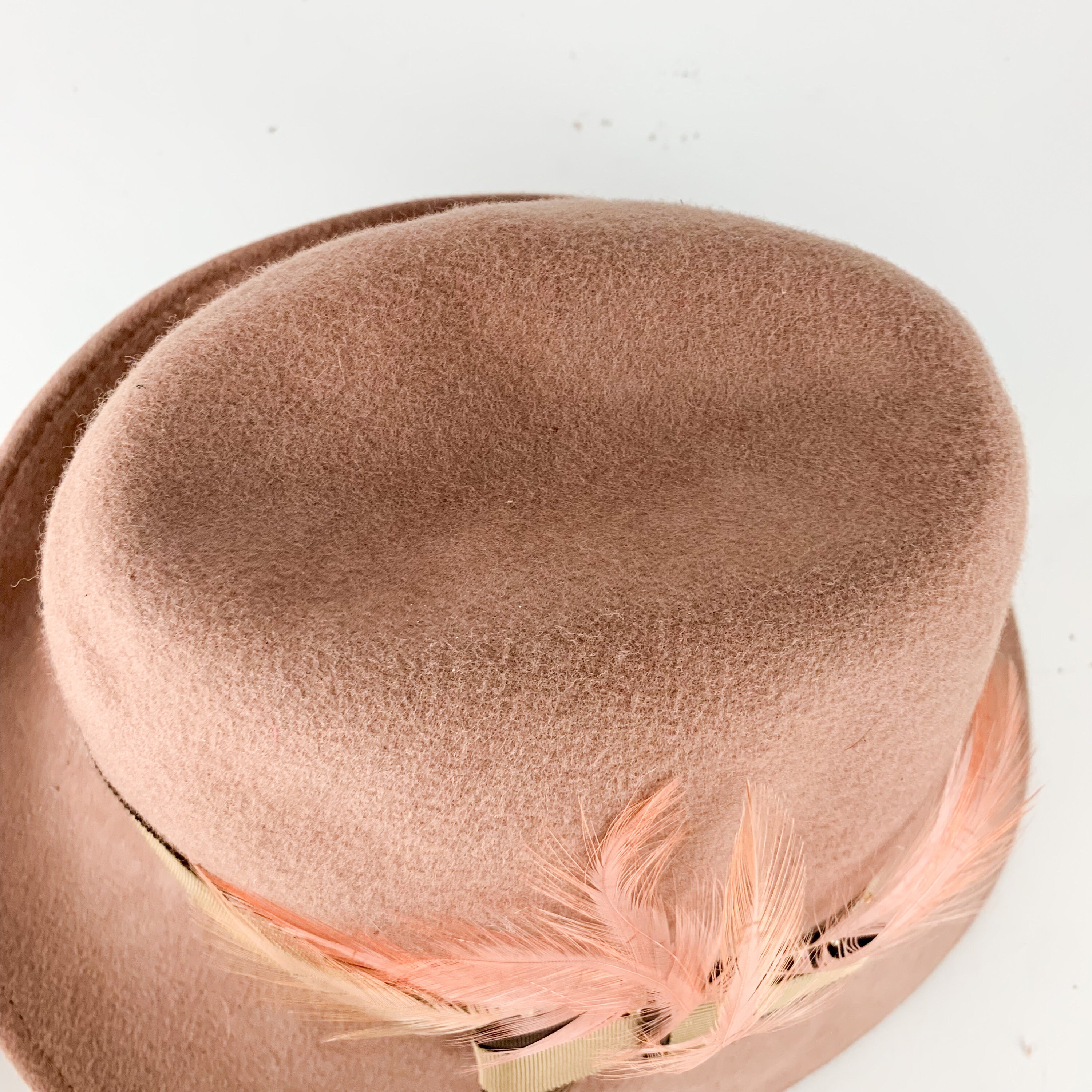 Vintage Lancaster Wool Fedora? Vintage Lancaster 100% Wool Brown Fedora Hat With Pink  main image 2