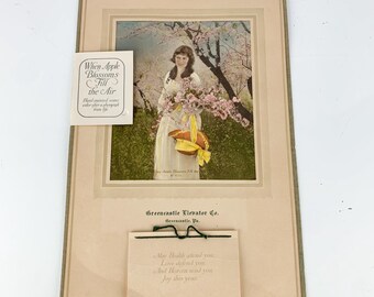 Antique 1921 Greencastle Elevator Co PA Advertising Calendar Apple Blossom, vintage home office