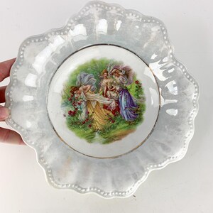 Vintage Maiden In Forest Picking Flowers Porcelain Bowl Victorian Romantic Decor, Victorian Farmhouse Kitchen, vintage ceramic dish