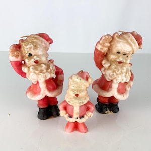 Vintage Lot of 3 Gurley Christmas Candles Santa Claus Holiday Kitschy Cute Retro, Holiday Collection