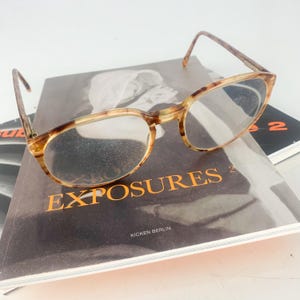Vintage Safilo Italy Brown Beige Honey Tortoise Leopard Round Glasses 140