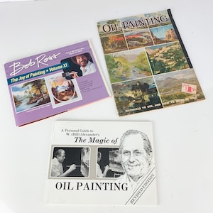 3 Vintage Painting Books Bob Ross Bill Alexander Walter Foster Oil Joy Magic Art, vintage art books