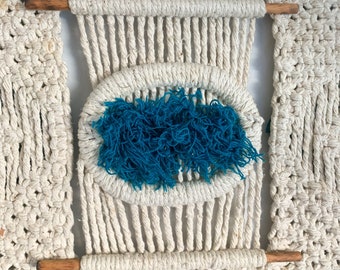 Large Vintage 70s Wall Hanging Art Weaving Tapestry Macrame Hippie