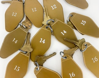 Lot Of 12 Vintage Gold Hotel Room Key And Plastic FOB Hollywood Vegas Numbers