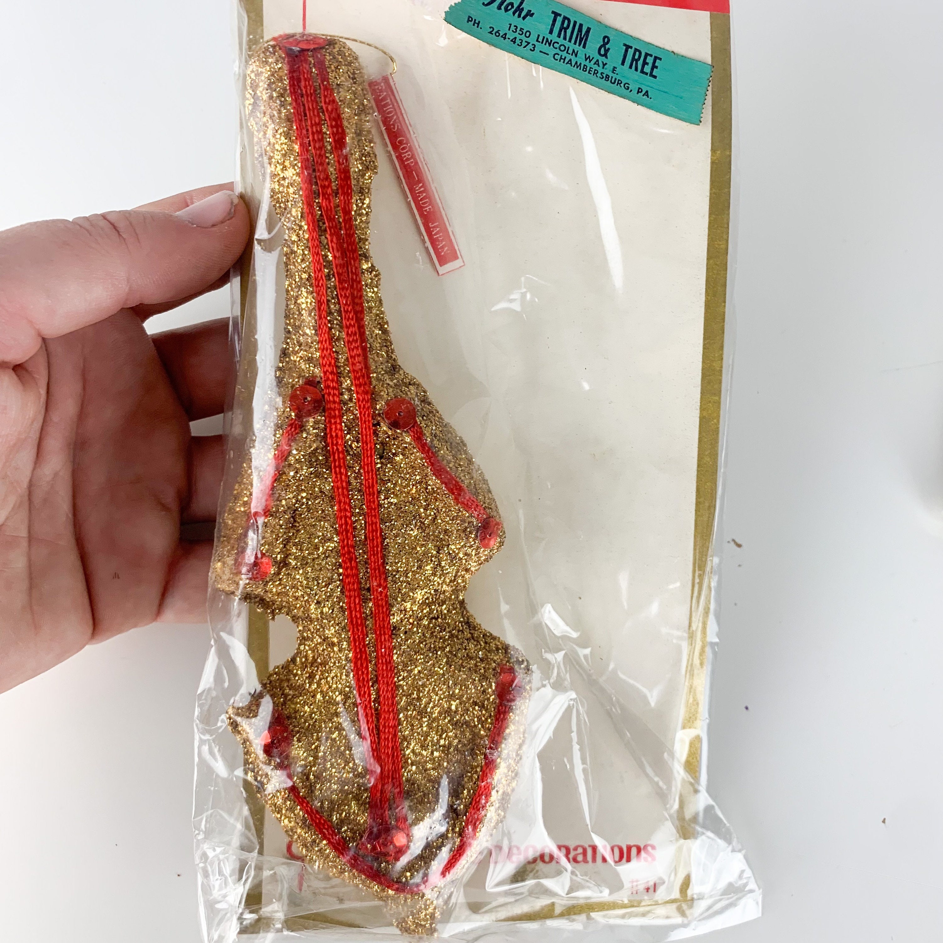 Glitter Instruments 2 Vintage Glitter Musical Instrument Christmas Creations Mid Century ...