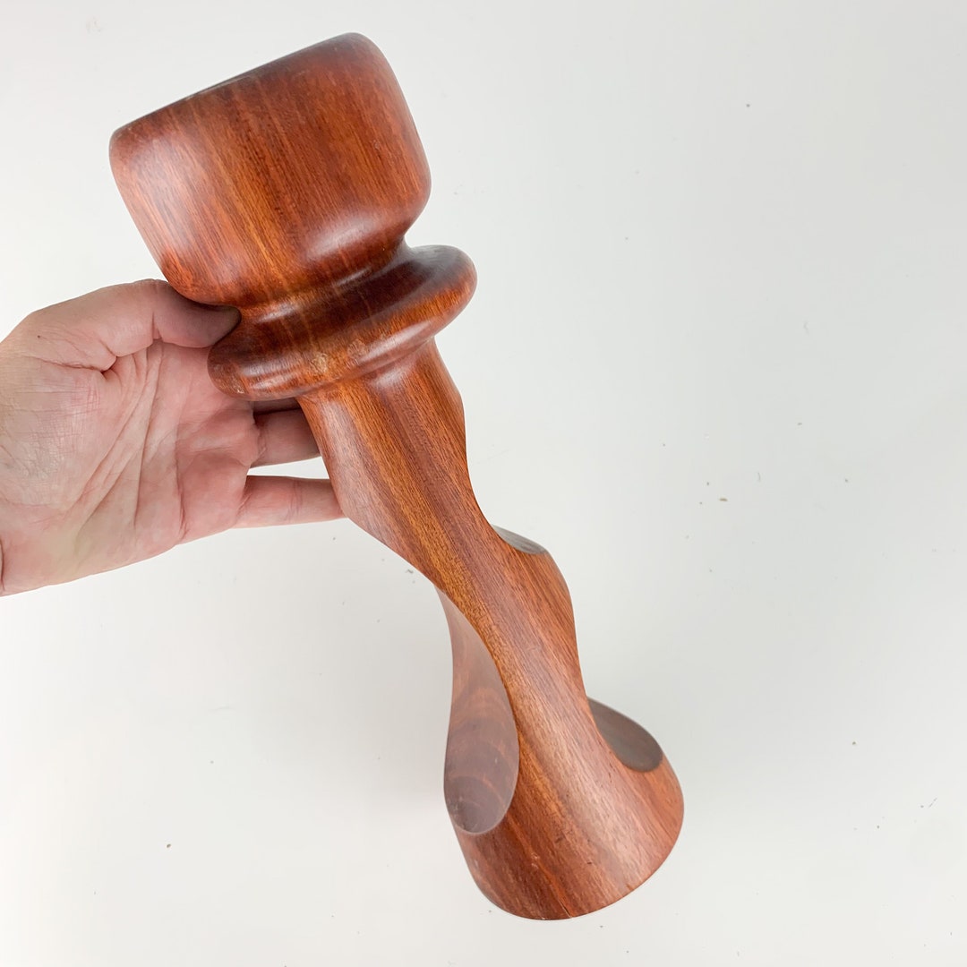 Vintage Mid Century Modern Wooden Teak Wood Candle Holder Mcm Boho ...