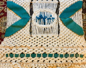 小物入れ 70s Weaving Textile Wall Art Large Vintage 70s Wall Hanging Art Weaving Tapestry Macrame Hippie