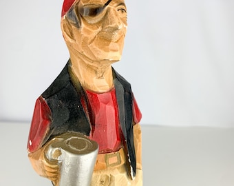 Vintage Old Salt Peg Leg Pirate Chalkware Figure Nautical Buccaneer Salty Dog, Vintage Nautical, Nautical Statue