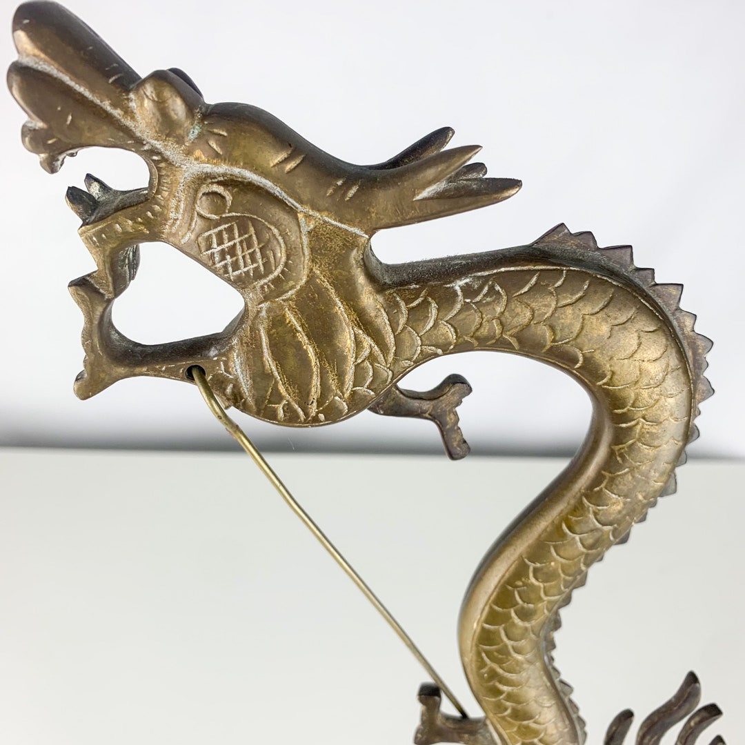 Vintage Large Brass Ornate Dragon Halloween Decor Mid Century Etsy