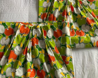 Vintage Mid Century Apple Pinch Pleat Kitchen Curtain Drapes 2 Panels Kitschy, vintage window treatments