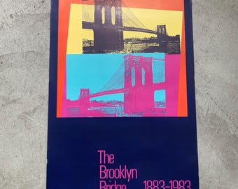 Rare Vintage Andy Warhol 1983 Lithograph Print Pop Art Poster Brooklyn Bridge, vintage art poster
