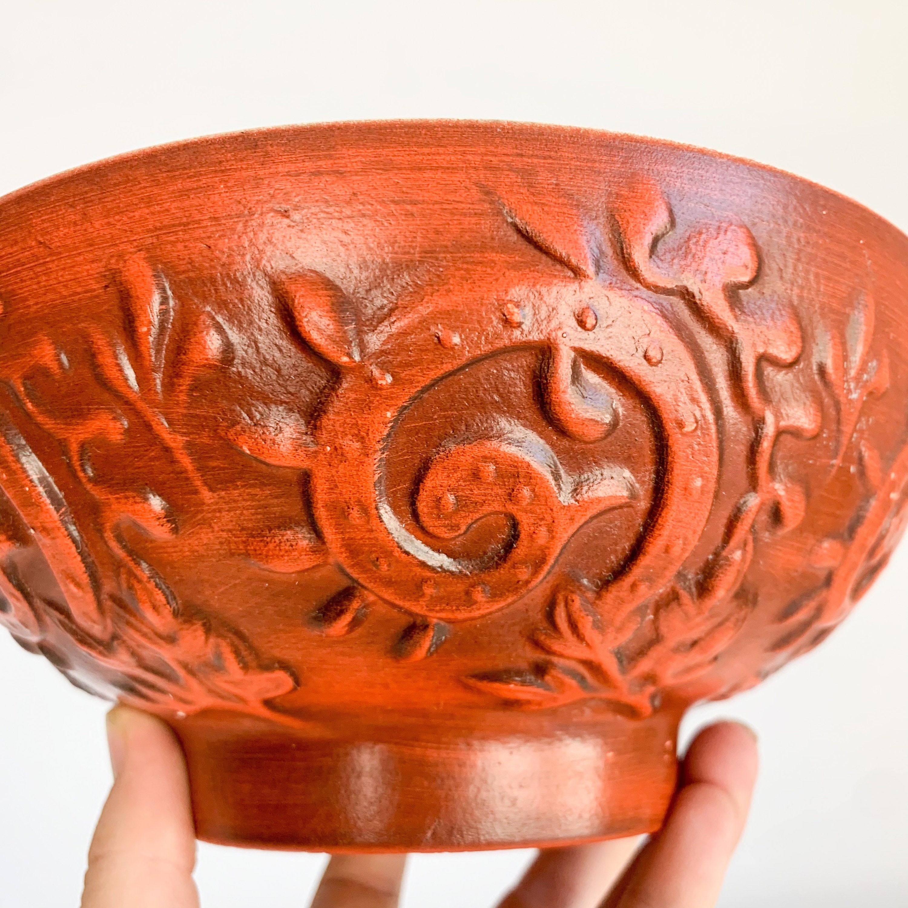 Vintage Royal Haeger Pottery 102 Pedestal Rust Floral Mid Century