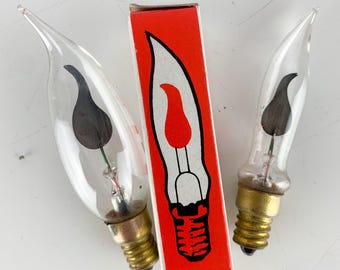 Vintage Lot Of 3 Abco Robin Brand 120V Flicker Flame Bulb Candelabra Base Novelty , mid century modern light, industrial light