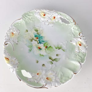 Vintage Prussia Daffodil Dish Scattered Flowers Textured Porcelain Victorian, Victorian Farmhouse Kitchen, vintage ceramic platter