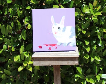 Hand painted acrylic painting of rabbit