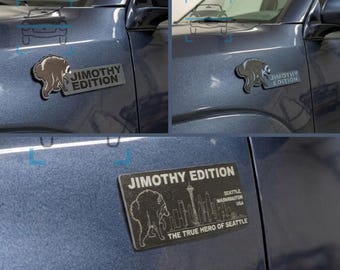 Edycja Jimothy'ego | Jimothy, szop, emblemat samochodowy | Prawdziwy bohater Seattle | Zabawne, odporne na warunki atmosferyczne emblematy na ciężarówki i samochody