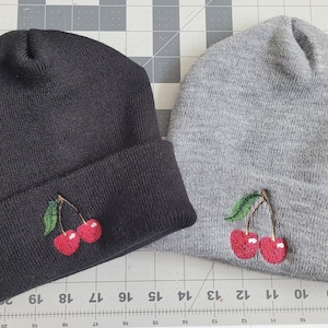 Embroidered Cherry Beanie Made In USA