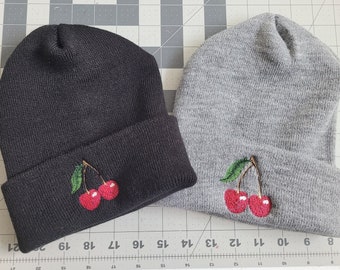 Embroidered Cherry Beanie Made In USA