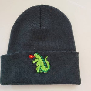 Embroidered 8 Bit Godzilla Beanie Hat Made in the USA - Etsy
