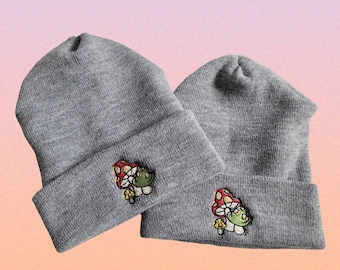 Embroidered Mushroom Toadstool Beanie Made in USA