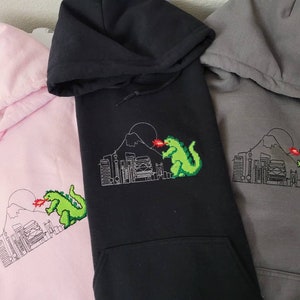 Godzilla Embroidered Hoodie Unisex Adult sizing