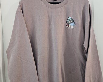 Embroidered Mushroom Sweatshirt Toadstool Cottagecore Crewneck