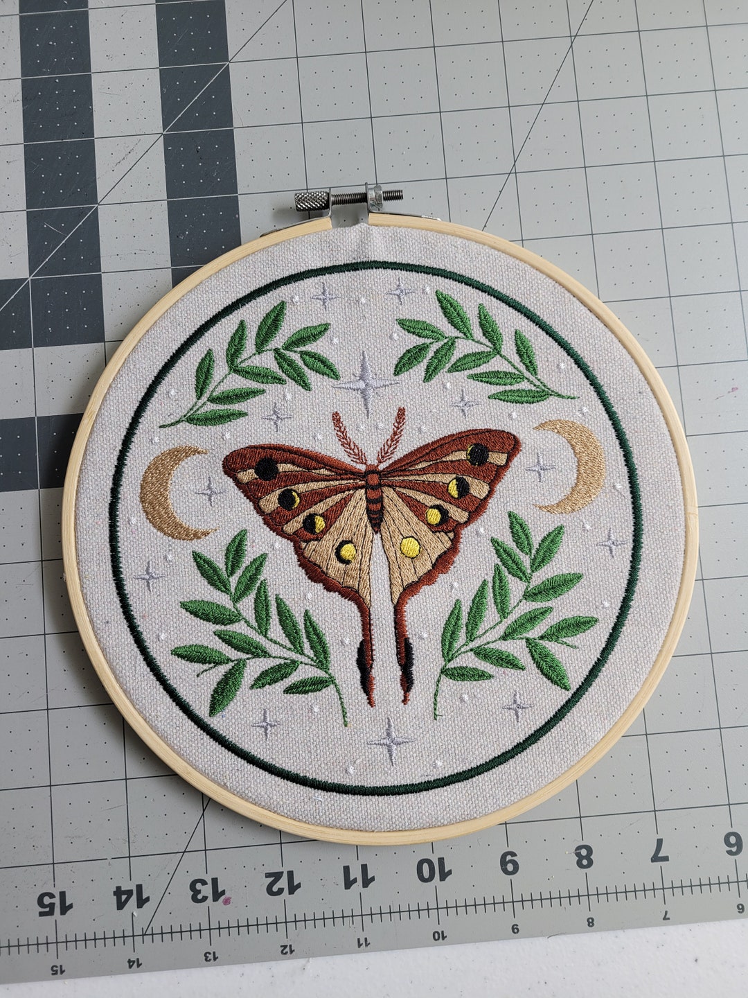 Moth Moon 8 Inch Embroidered Wall Art Home Decor - Etsy