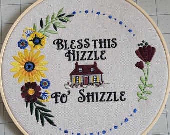 Embroidered 8 inch Hooped Wall Art Bless Thos Hizzle