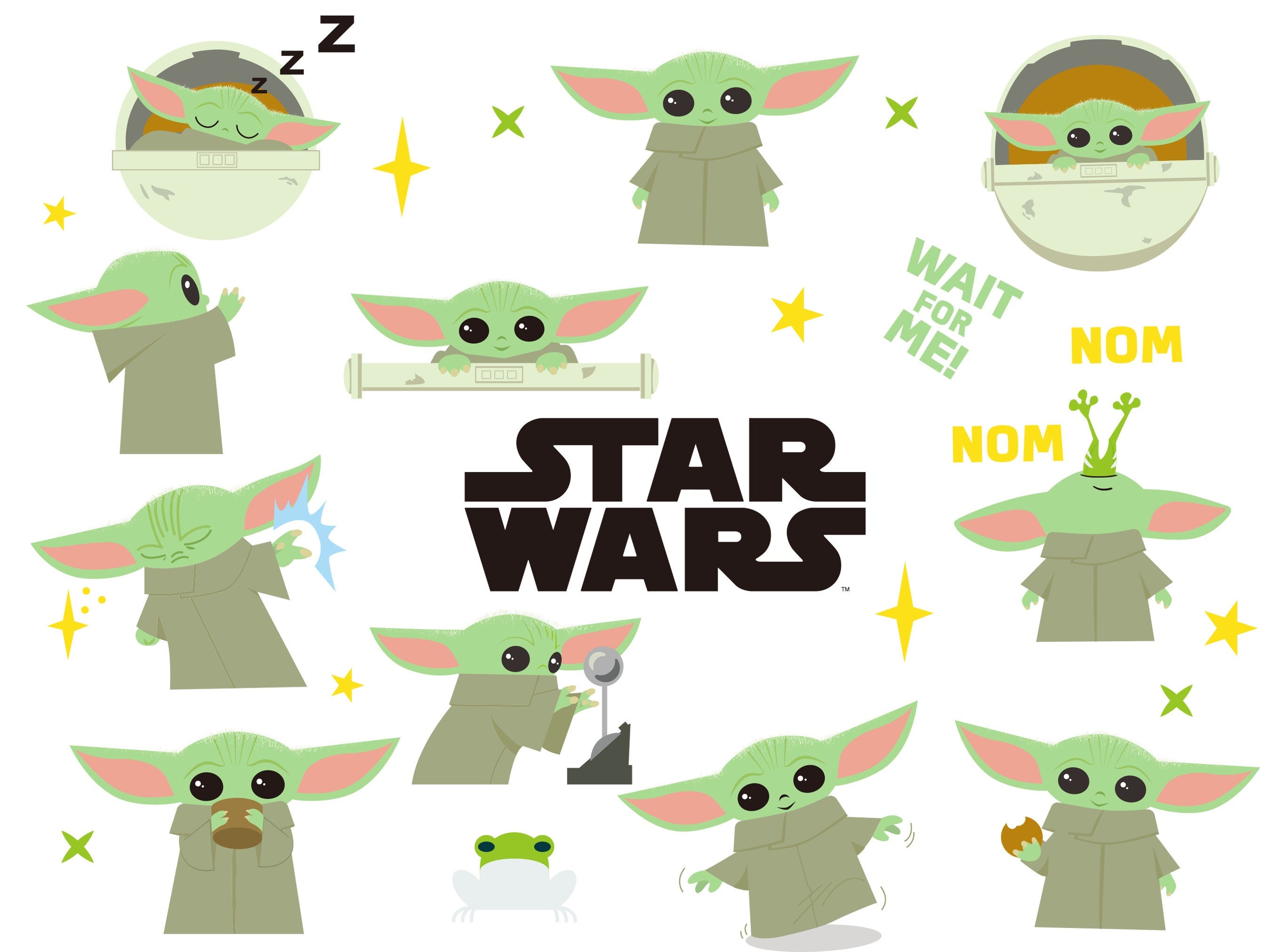 Instant Download Cute Colored Baby Yoda Vector Sticker Clipart Etsy Australia