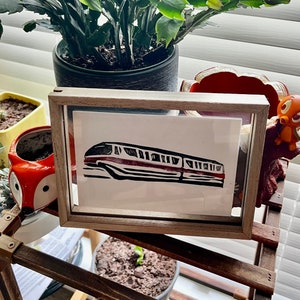 Monorail of the Most Magic Place Handmade Theme Park Lino Prints