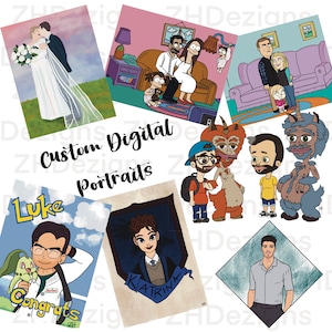 Des portraits personnalisés en téléchargement numérique pour des cartes de vœux inoubliables et des cadeaux imprimables