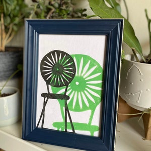 Handmade University of Wisconsin - Madison Terrace Chair Linocut Prints | Customizable Art & Greeting Cards