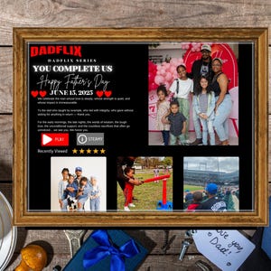 3 Bearbeitbares Vatertagsgeschenk | Dadflix Film Poster Vorlage | Best Dad Ever Leinwand Design | Die Liebe eines Vaters | Druckbare Dad Rahmen