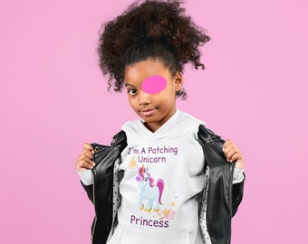 Unicorn Patching Princess Toddler Pullover Fleece Hoodie/Amblyopia Eye Patch Clothing/Eye Patch Streetwear/Patching Toddler Princess