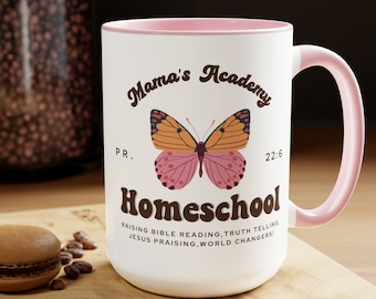 Christian Homeschool Mug, Mamas Academy Homeschool Mug,Butterfly Homeschool Mom Mug, Homeschool Teacher Gift Mug, Brown Homeschool Mama Mug