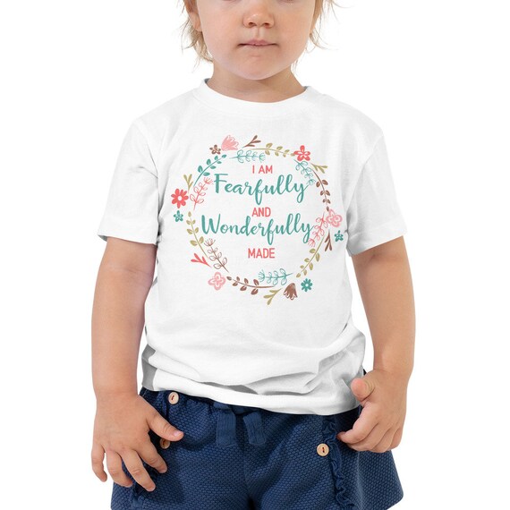 Fearfully and Wonderfully Created Floral Kids T Shirt Fearfully and Wonderfully Created Floral Kids T Shirt