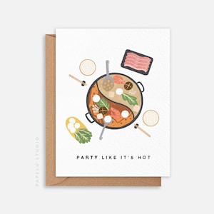 Carte de voeux asiatique d'anniversaire de fondue | Faites la fête comme il fait chaud - BIR016