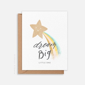 Carte de voeux bébé | Premier anniversaire | Grand petit rêve d'étoile filante - BAB002