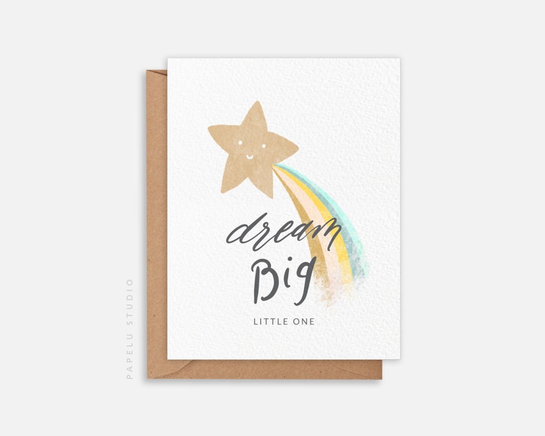 Baby Greeting Card First Birthday Shooting Star Dream Big Little One BAB002 image 1