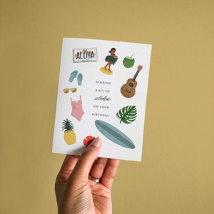 Carte de voeux d'anniversaire hawaïenne | Envoi d'Aloha - BIR022 image 2