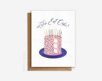 Let's Eat Cake Birthday Card | Birthday Cake Card | Birthday Greeting Card – BIR003