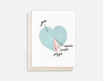 Carte de voeux personnalisée pour la Saint-Valentin | Amour et amitié | Graphique circulaire en forme de coeur - LOV009