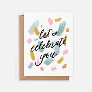 Carte de voeux de confettis | Carte de voeux d'anniversaire simple | Carte de voeux de félicitations – BIR008