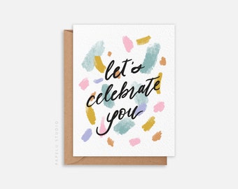 Carte de voeux de confettis | Carte de voeux d'anniversaire simple | Carte de voeux de félicitations – BIR008