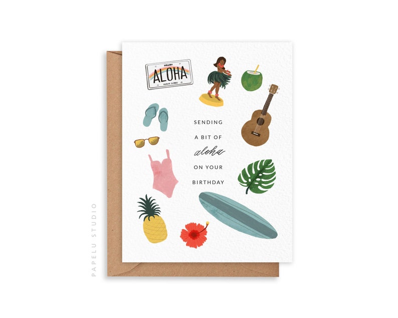 Carte de voeux d'anniversaire hawaïenne | Envoi d'Aloha - BIR022 image 1