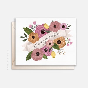 Carte de voeux de félicitations | Bouquet floral - CON001