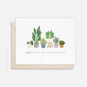 Carte de voeux de papa de plante | Anniversaire de papa | Fête des pères | Merci de m'avoir aidé à grandir - DAD004