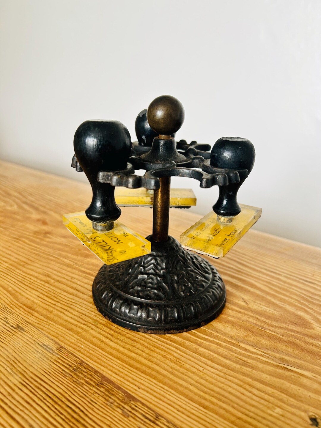 Victorian Desk Stamp Stand Revolving Cast Iron 6 Stamp Holder Antique ...